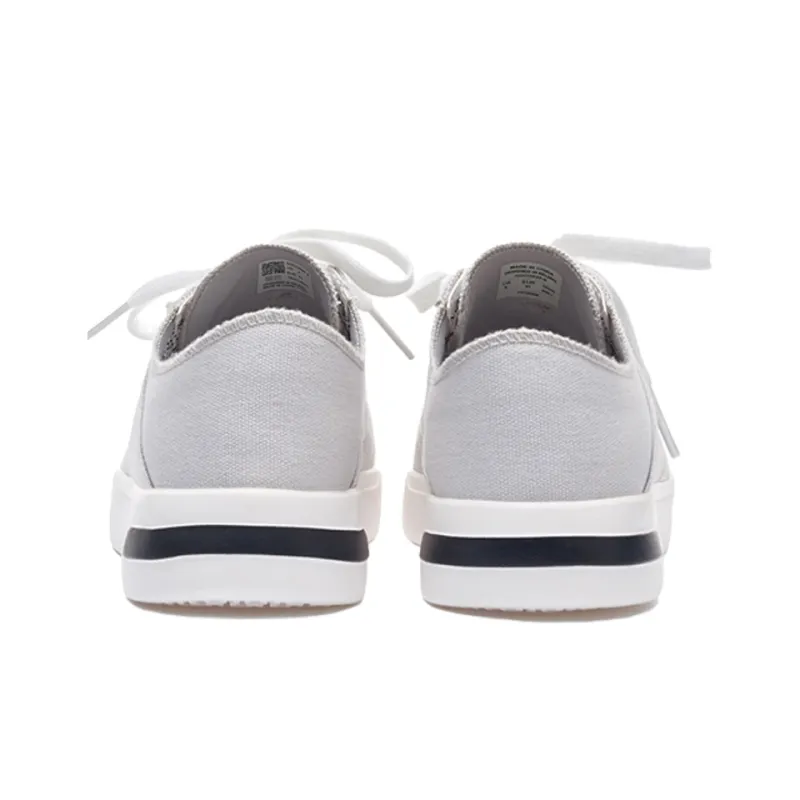 LiNing Anti Slip Wear Resistant Lightweight Breathable Low Top Canvas Shoes Men's Gray White-4