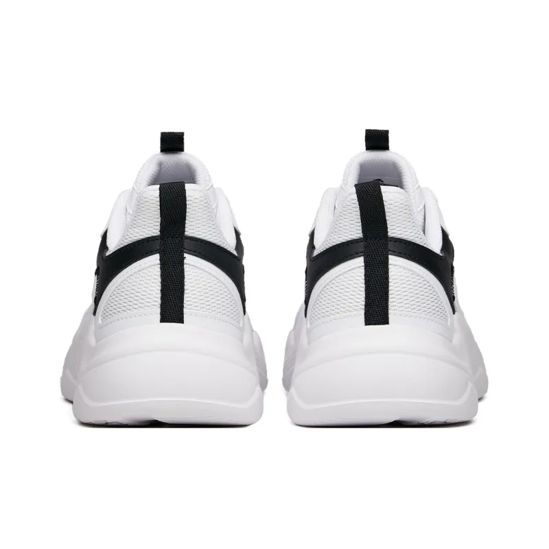 Anta Life Collection Leather Upper Anti Slip Wear Resistant Low Top Chunky Sneakers Men's White Black-3