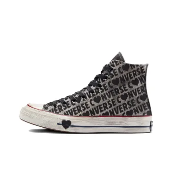 Converse Chuck Taylor All Star Heart Converse Anti-Slip Wear-Resistant High-Top Canvas Shoes Women's Gray Black