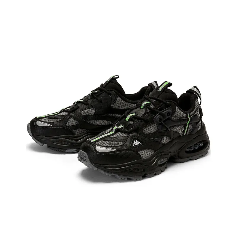 Kappa Cushioning, Slip Resistant, And Abrasion Resistant Low Top Chunky Sneakers Unisex Black Contour Gray-2