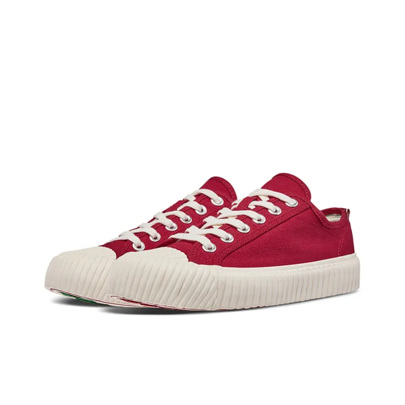 Kappa Anti Slip Wear Resistant Low Top Canvas Shoes Unisex Red White-2