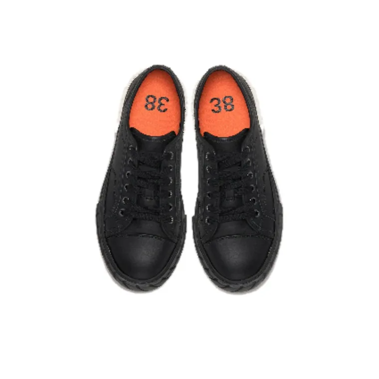 Both Tyres Anti Slip Wear Resistant Low Top Canvas Shoes Women's Black White-2
