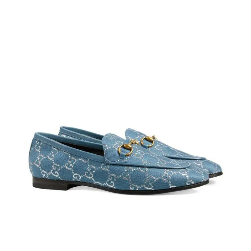 GUCCI Jordaan Loafers Women's Blue-1