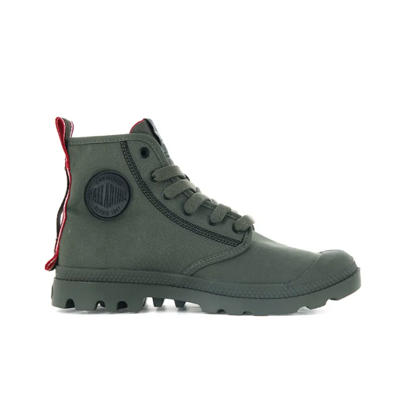 Palladium Pampa Dare 2 Survive Anti-Slip Wear-Resistant High-Top Canvas Shoes Unisex Army Green-1