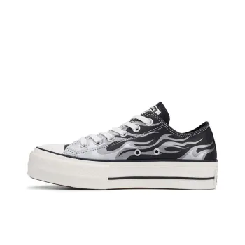 Converse Chuck Taylor All Star Platform Metallic Flame Low Top Black White Women's