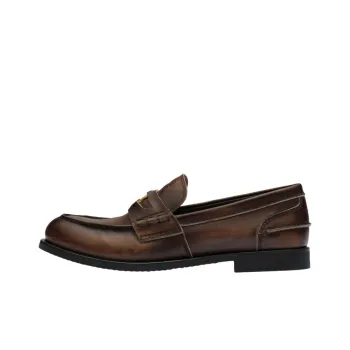 MIU MIU Logo embossed Leather Penny Loafers