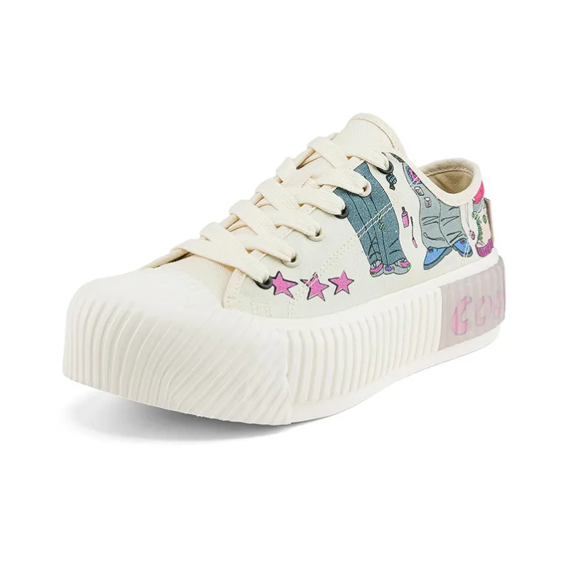 Kappa Kappa Player Series Zhao Diyu Collaboration Wear resistant And Lightweight Low Top Canvas Shoes Women's White-1