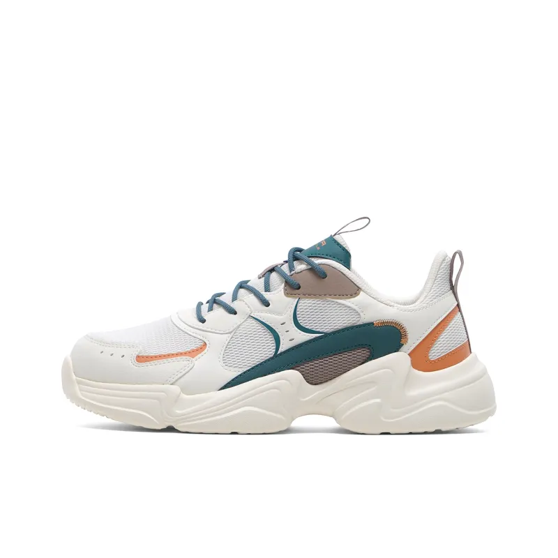 Anta Life Collection Anti Slip Wear Resistant Low Top Chunky Sneakers Men's Beige White Green-0