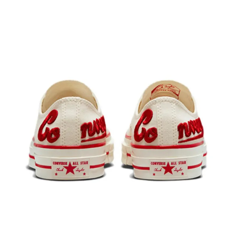 Converse 1970s Abrasion Resistant Low Top Canvas Shoes Unisex White Red-4