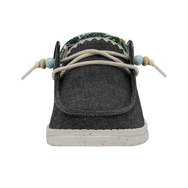 Heydude Canvas Shoes Women's Low Top Carbon Black-4