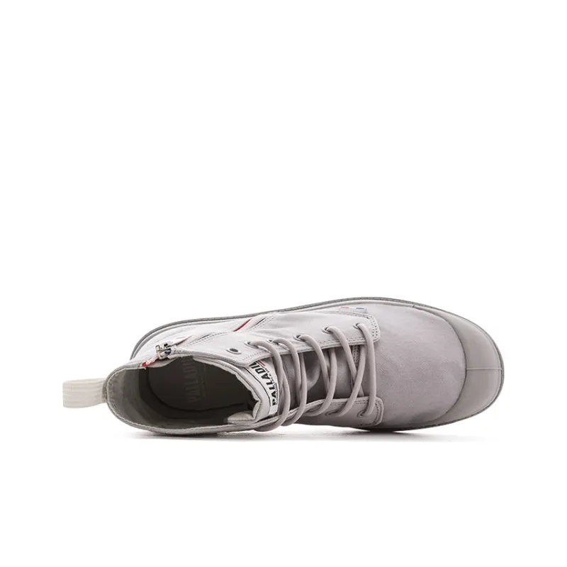 Palladium Pampa Wear Resistant High Top Canvas Shoes Unisex Light Gray-3