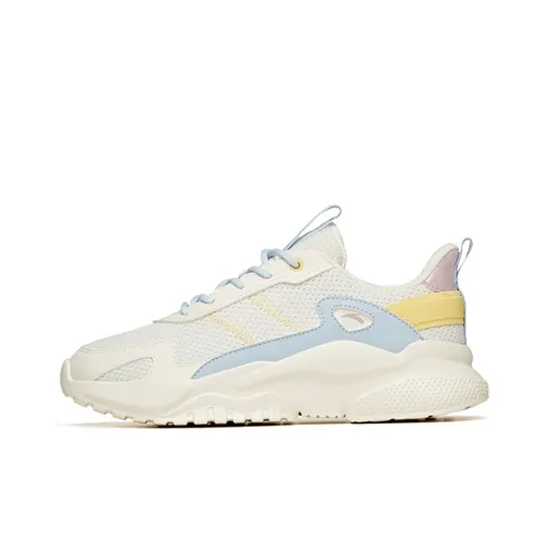 ANTA Life Collection Chunky Sneakers Women's Low-Top Ivory White/Oxygen Blue/Duck Yellow