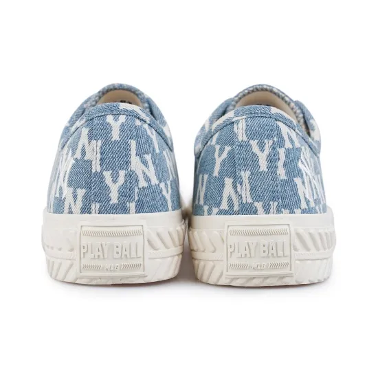 MLB Playball Anti Slip Wear Resistant Low Top Canvas Shoes Unisex Blue White-3
