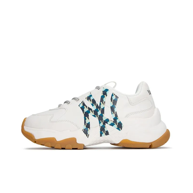 MLB Big Ball Chunky Cushioning Anti Slip And Wear Resistant Height Increasing Low Top Chunky Sneakers Unisex White-0