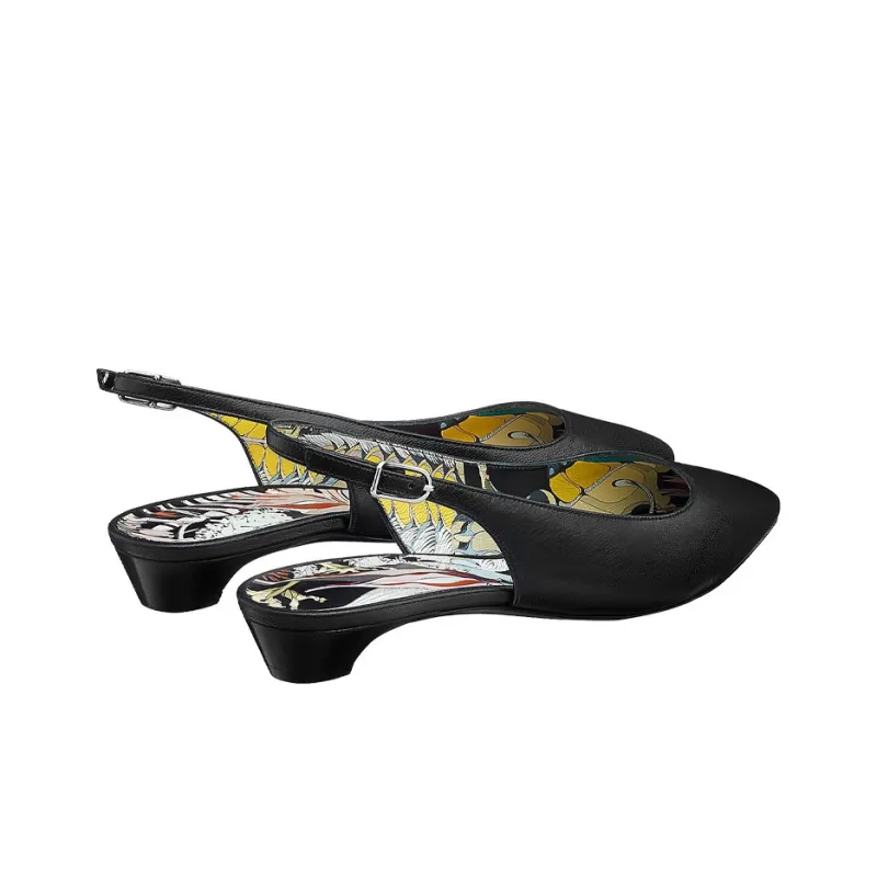 HERMES Albane Fantaisie Botanique Women's Casual Shoes Women's Black-3