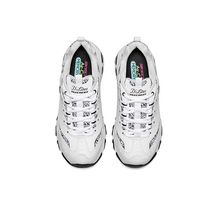 Skechers D'Lites 1.0 Low Top Sneakers White/Black Women's-3