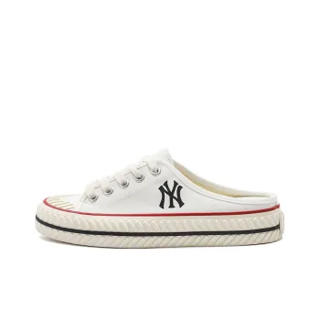MLB Playball Mule Wear Resistant Low Top Canvas Shoes Unisex White