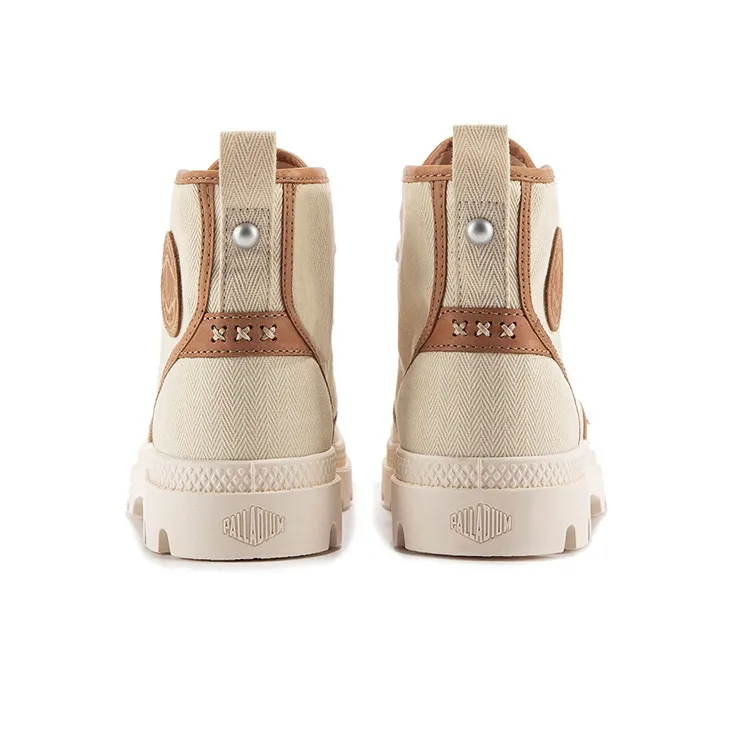 Palladium Pampa HiProvence Wear Resistant High Top Canvas Shoes Unisex Smoke White Brown-3