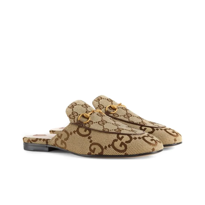 GUCCI Princetown Slipper Jumbo Gg Camel Canvas Women's-1
