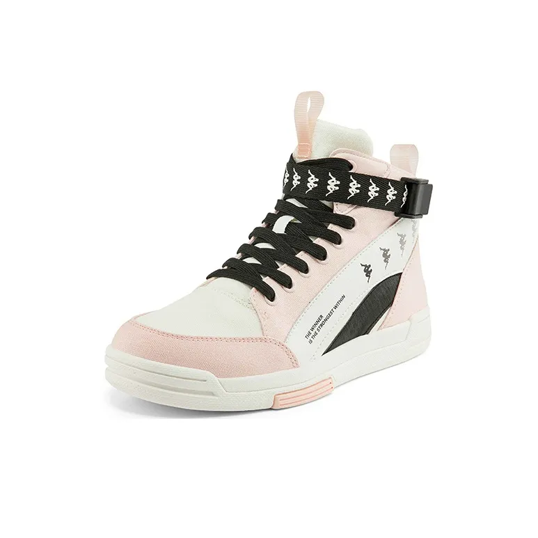 Kappa Breathable High-Top Canvas Shoes Women's Fan Shell Pink-1