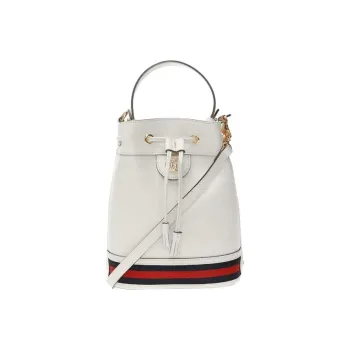 GUCCI Leather Bucket Bag, Shoulder Bag, Crossbody Bag, Handbag Regular Women's White