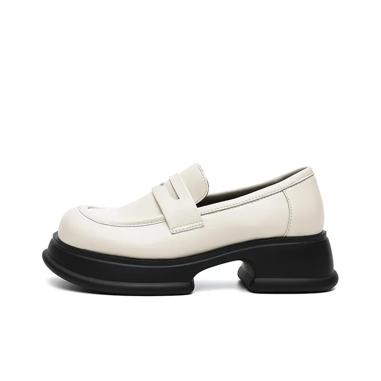 MASOOMAKE Loafers Women's Low Top Black/Ecru/Brown-8