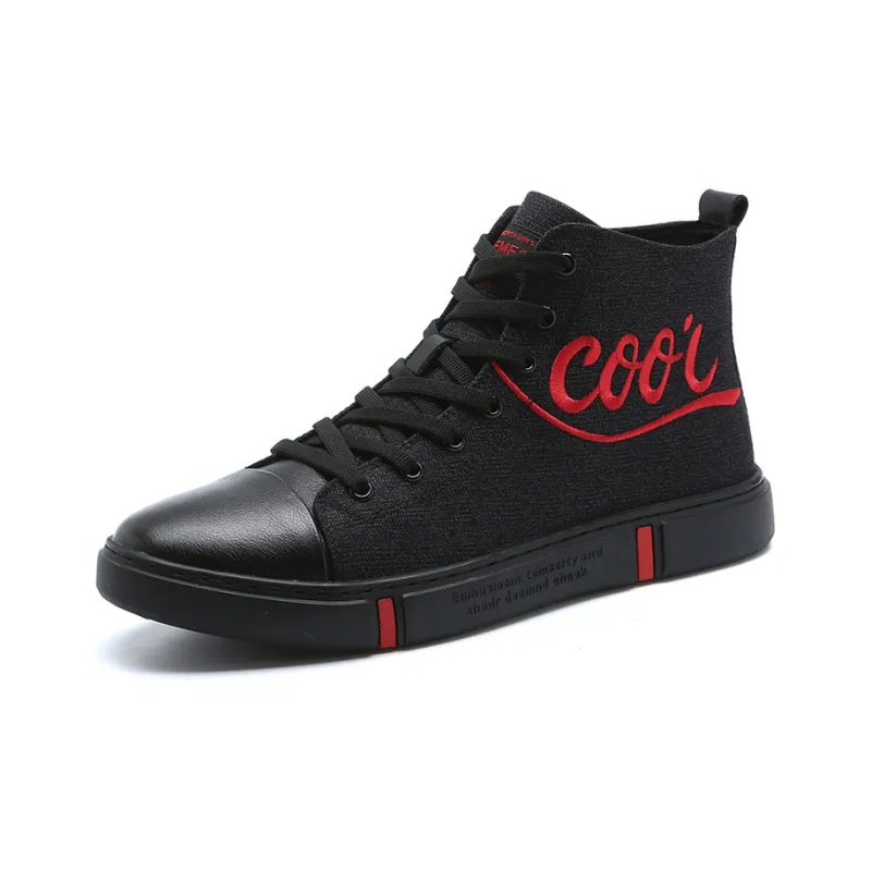 YEDANI High Top Canvas Shoes 3.5cm Men's Black-1