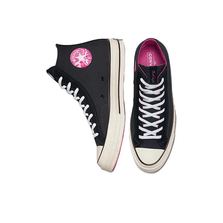 Converse Chuck 70 Wear Resistant High Top Canvas Shoes Unisex Black Pink-3