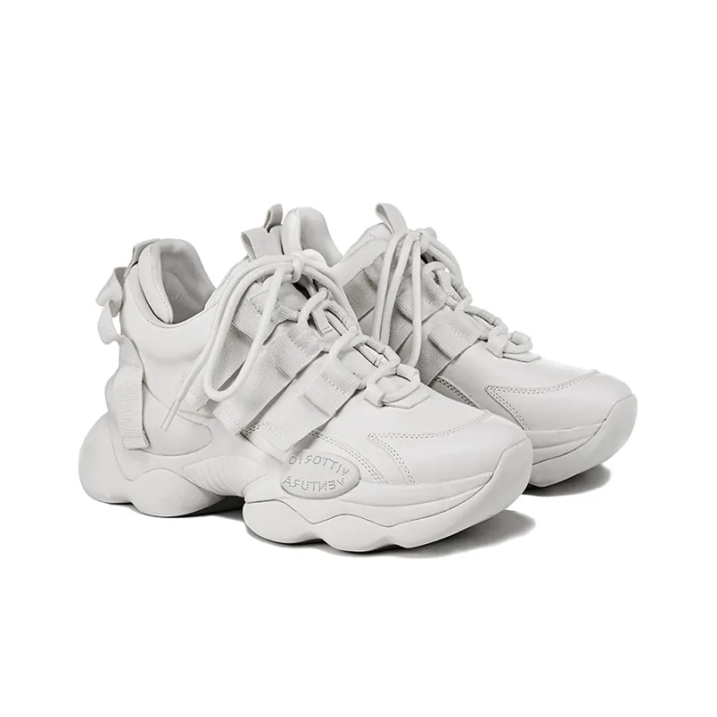 VITTORIO VENTURA Abrasion Resistant Low Top Chunky Sneakers 6cm Women's Light Gray-3