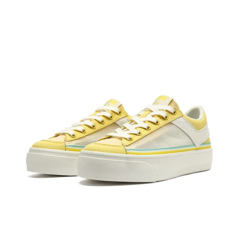 Pony Canvas Shoes Women's Low-Top Lemon Yellow-2
