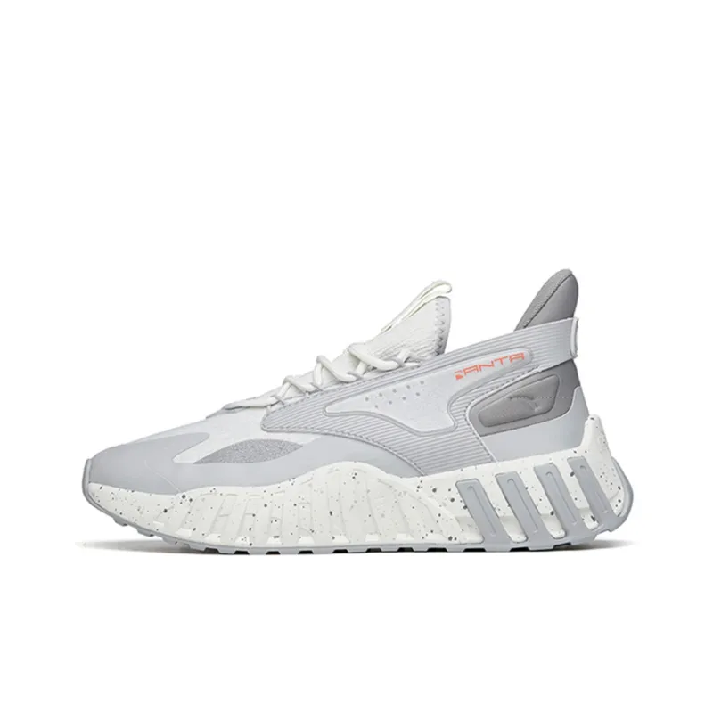 Anta Non slip Wear resistant Shock Absorption Low Top Chunky Sneakers Men's White Gray-0