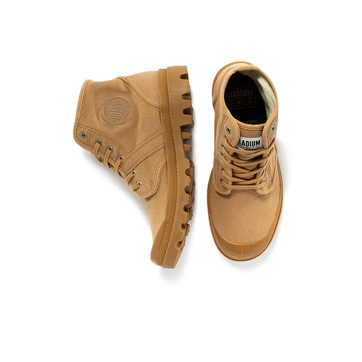 Palladium Anti-Slip Wear-Resistant Cushioning Breathable High-Top Canvas Shoes Unisex Antique Wood Color-3