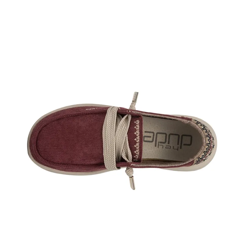 Heydude Canvas Shoes Women's Low Top Burgundy-1