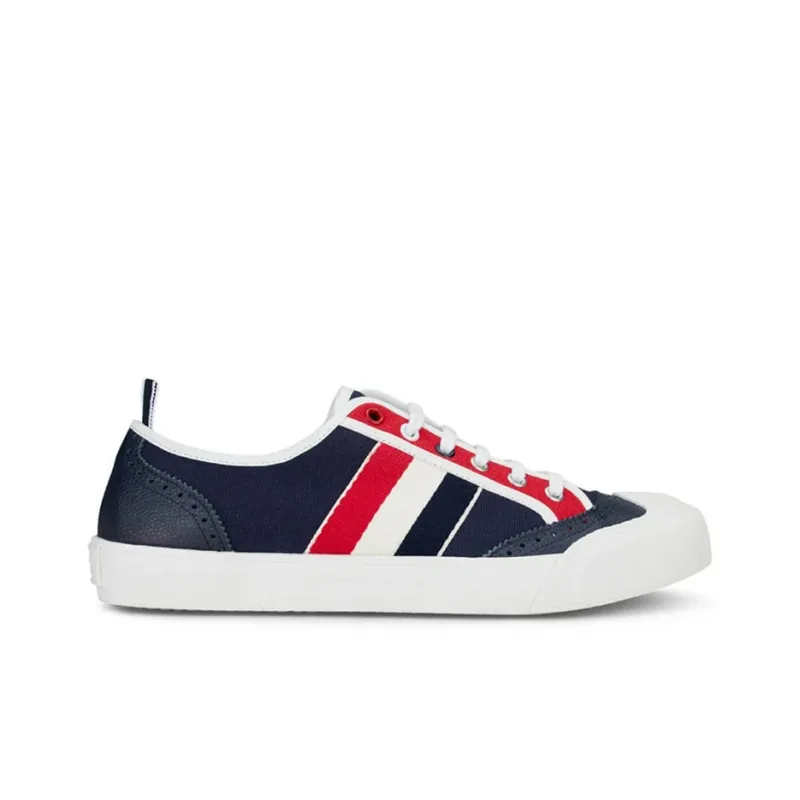 THOM BROWNE Canvas Shoes Men Low Top Navy Blue-1