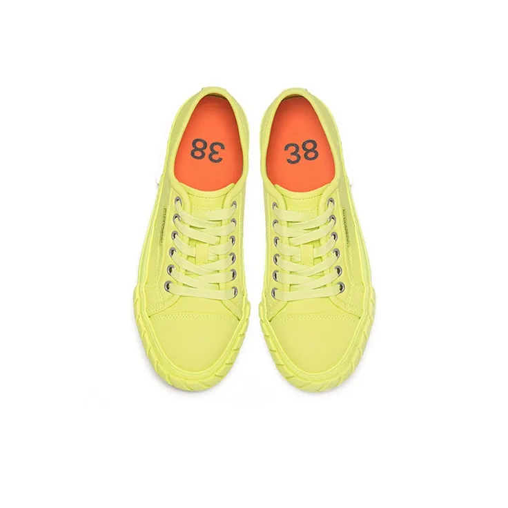 Both Tyres Low Top Canvas Shoes Unisex Neon Yellow-4