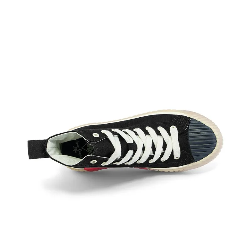 Kappa Anti Slip Wear Resistant Lightweight Coverage High Top Canvas Shoes Unisex Black-5