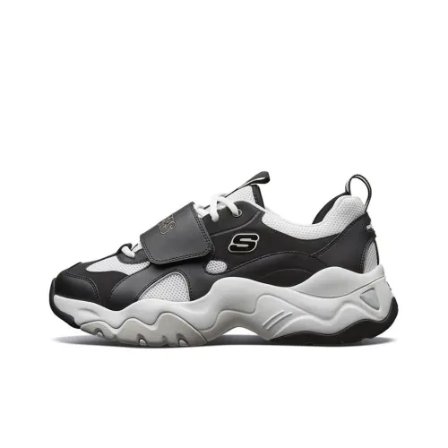 Skechers D'LITES 3.0 Cushioned Slip Resistant Abrasion Resistant Breathable Low Top Chunky Sneakers Men's Black White