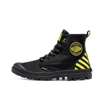 SMILEY x Palladium Pampa DT Wear Resistant High Top Canvas Shoes Unisex Black Yellow