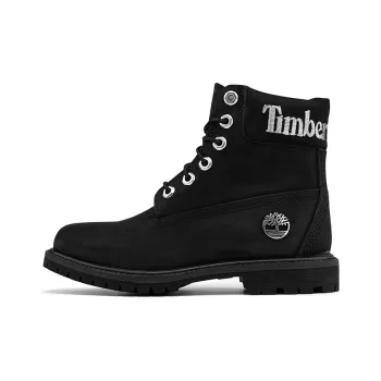 Timberland 6 Inch Premium Waterproof Boots 'Black Nubuck With Silver Logo' Women's