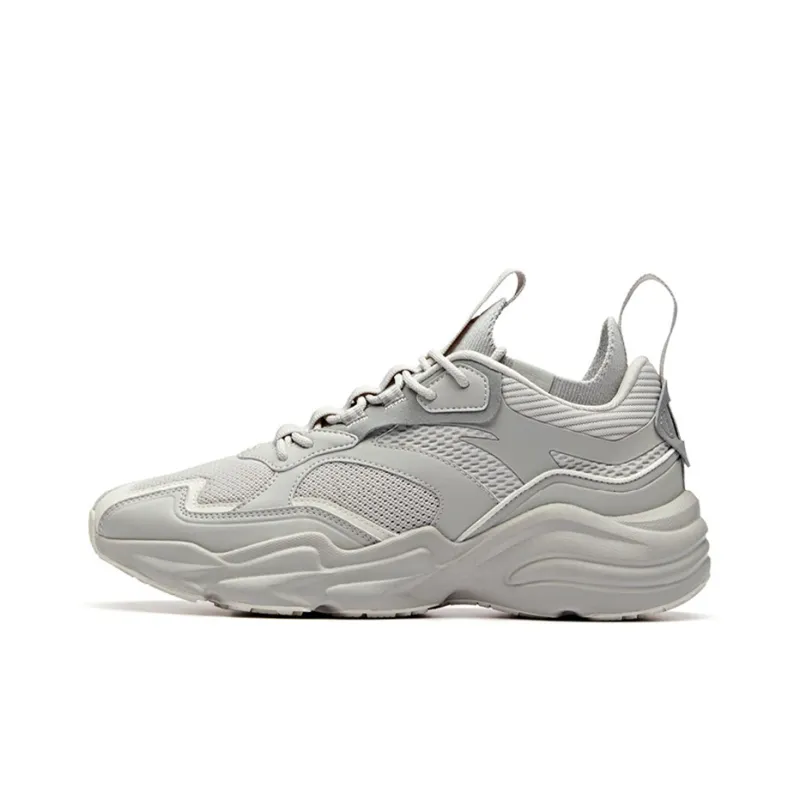 Anta Cushioned Slip-Resistant Breathable Coverage Mid-Top Chunky Sneakers Men's Light Gray-0
