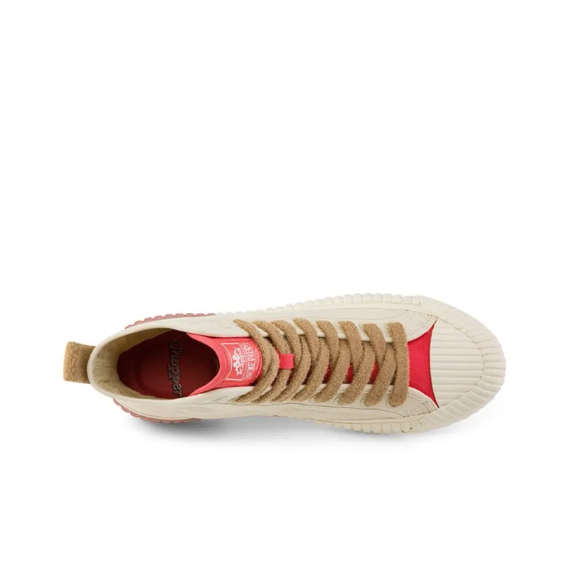 Kappa Anti-Slip Wear-Resistant High-Top Canvas Shoes Unisex White Red-2