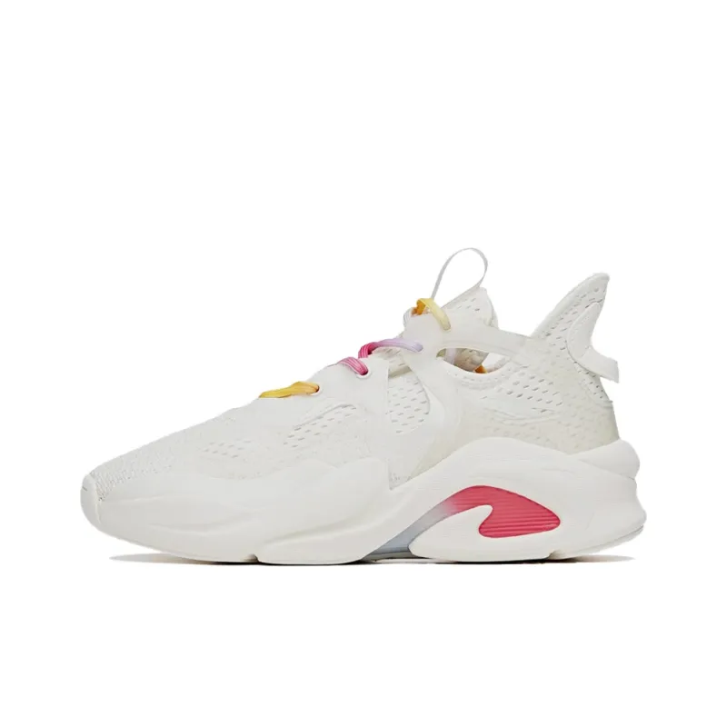 ANTA Chunky Sneakers Women's Low Top Ivory White/Red-0