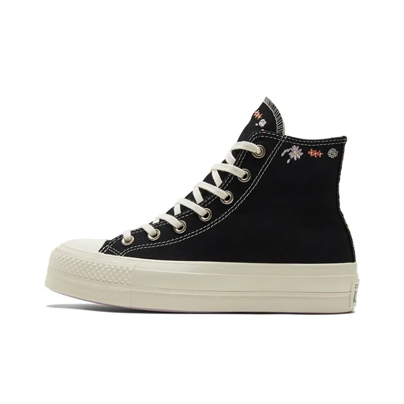 Converse Chuck Taylor All Star Lift Hi Black Floral Embroidery Women's-0