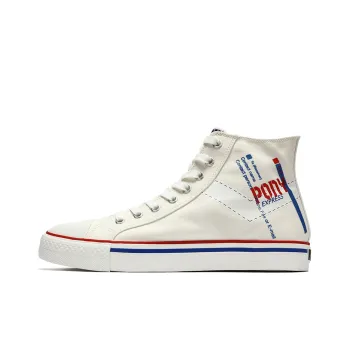 PONY Shooter Abrasion Resistant High Top Canvas Shoes Unisex Raw White