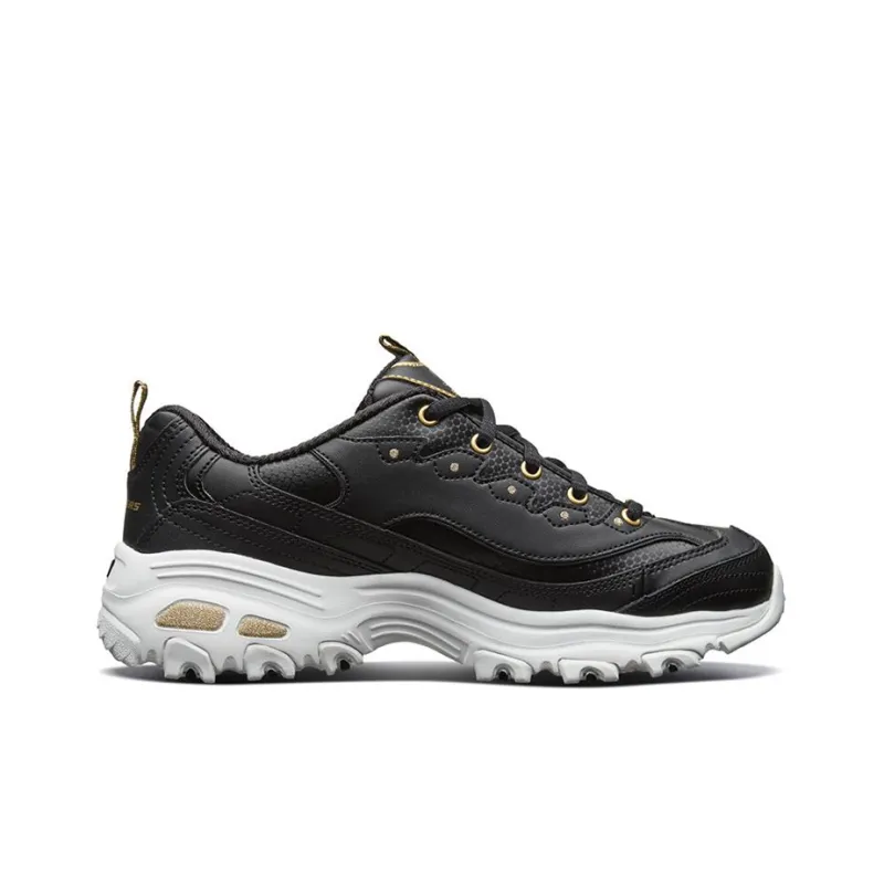 Skechers D'Lites Low Top Daddy Shoes Black/Gold Women's-1