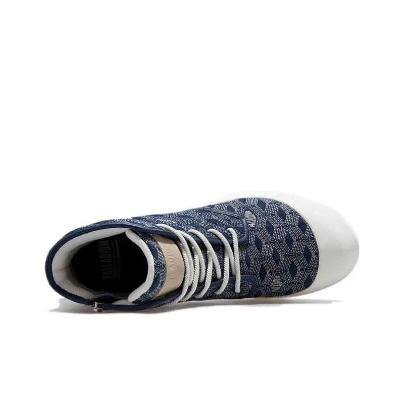 Palladium Pampa Plus Hi Ate U Anti Slip Wear Resistant High Top Canvas Shoes Unisex Blue White-2