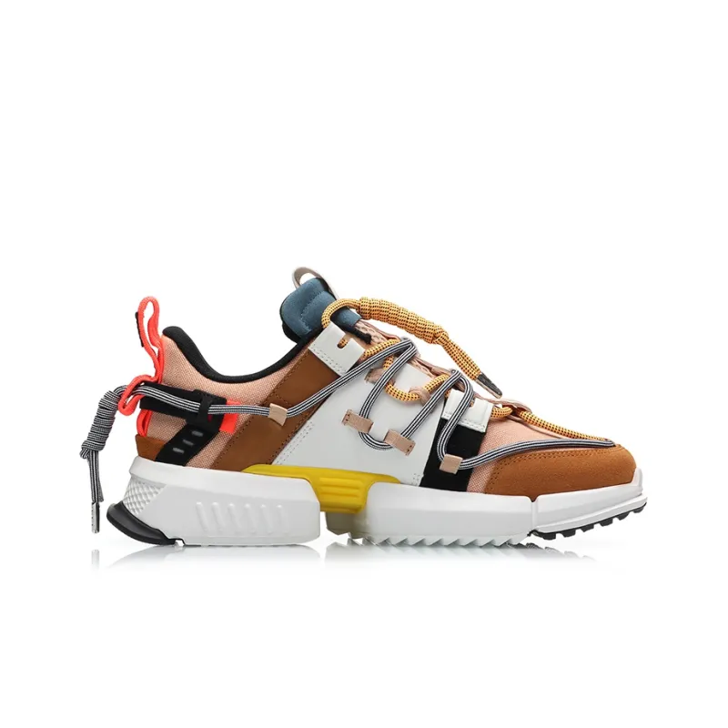 LiNing Pan Gu Cushioning Balance Low Top Chunky Sneakers Men's White Brown-1