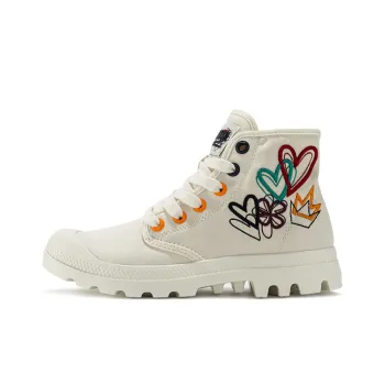 Palladium Pampa Anti-Slip And Wear-Resistant Breathable Cushioning High-Top Canvas Shoes Unisex Soft White