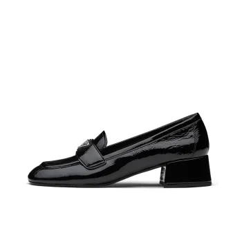 PRADA Triangle Logo Patent Leather Shoes 'Black' Women's