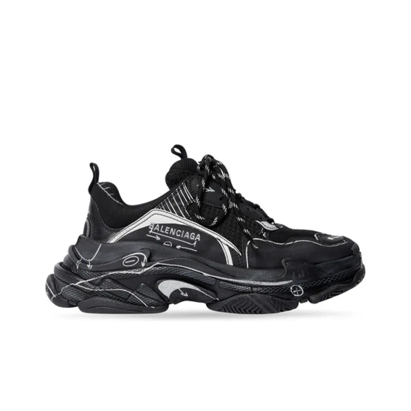 Balenciaga Triple S 'Black White'-1